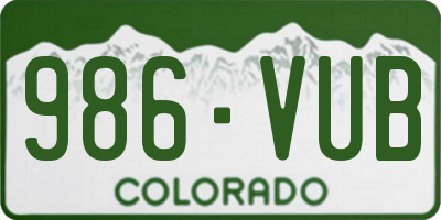CO license plate 986VUB