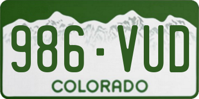 CO license plate 986VUD