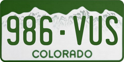 CO license plate 986VUS