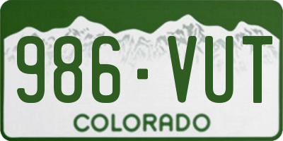 CO license plate 986VUT