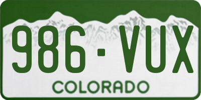 CO license plate 986VUX