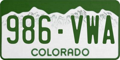 CO license plate 986VWA