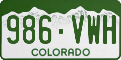 CO license plate 986VWH