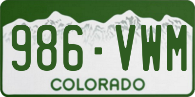 CO license plate 986VWM