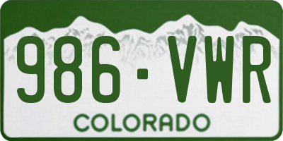 CO license plate 986VWR