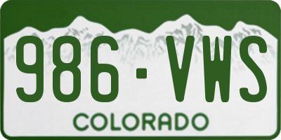 CO license plate 986VWS