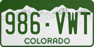 CO license plate 986VWT