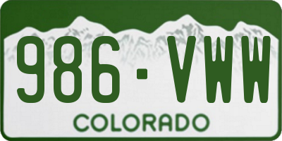 CO license plate 986VWW