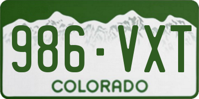 CO license plate 986VXT