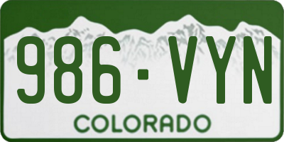 CO license plate 986VYN