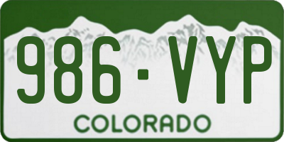 CO license plate 986VYP