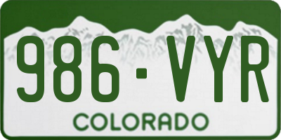 CO license plate 986VYR