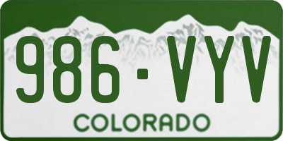 CO license plate 986VYV