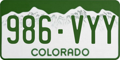 CO license plate 986VYY