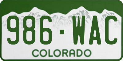CO license plate 986WAC