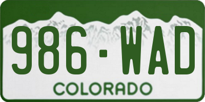 CO license plate 986WAD