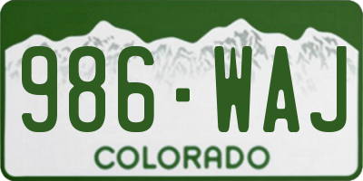 CO license plate 986WAJ