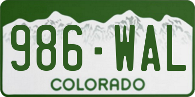 CO license plate 986WAL