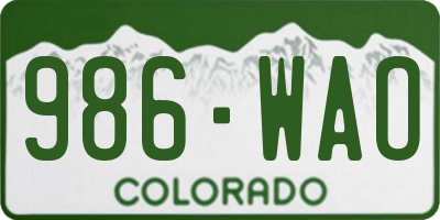 CO license plate 986WAO