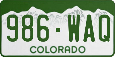 CO license plate 986WAQ