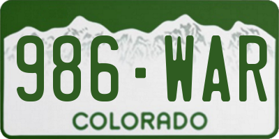 CO license plate 986WAR