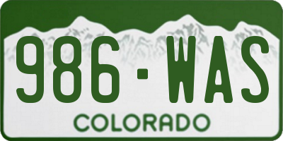 CO license plate 986WAS