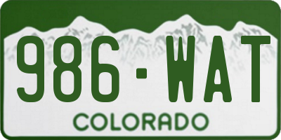 CO license plate 986WAT