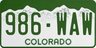 CO license plate 986WAW