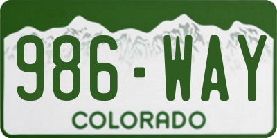 CO license plate 986WAY