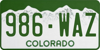 CO license plate 986WAZ