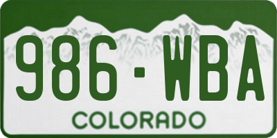 CO license plate 986WBA
