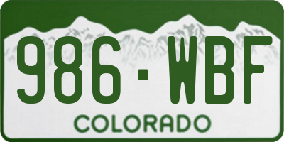 CO license plate 986WBF