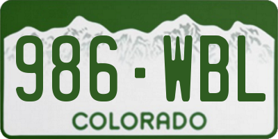 CO license plate 986WBL
