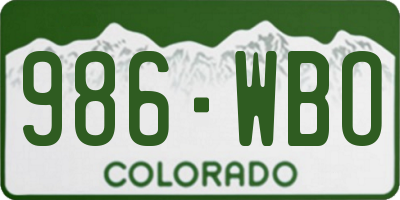 CO license plate 986WBO