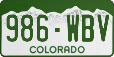 CO license plate 986WBV