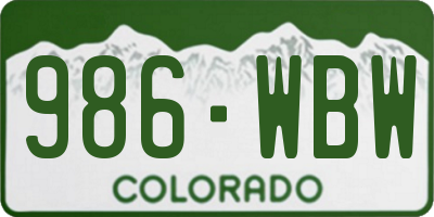 CO license plate 986WBW
