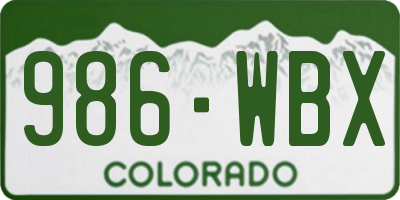 CO license plate 986WBX