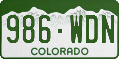 CO license plate 986WDN