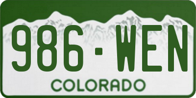 CO license plate 986WEN