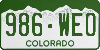 CO license plate 986WEO