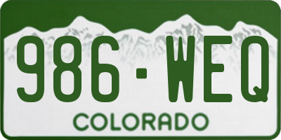 CO license plate 986WEQ