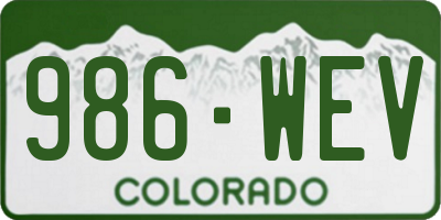CO license plate 986WEV