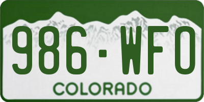 CO license plate 986WFO
