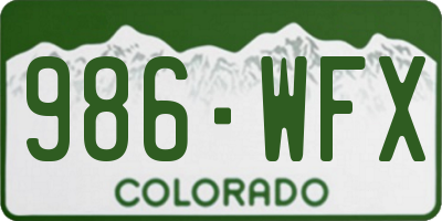CO license plate 986WFX