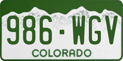 CO license plate 986WGV