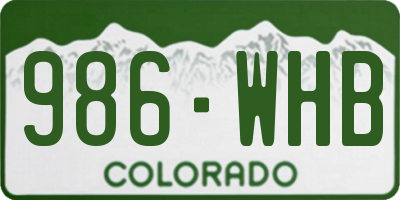 CO license plate 986WHB