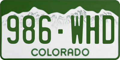 CO license plate 986WHD