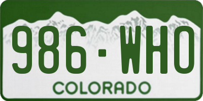 CO license plate 986WHO