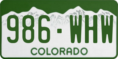 CO license plate 986WHW
