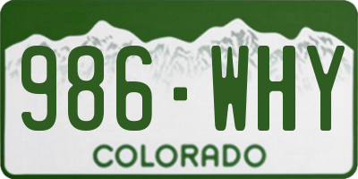 CO license plate 986WHY